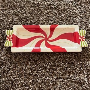 Peppermint candy ceramic tray. Like New.